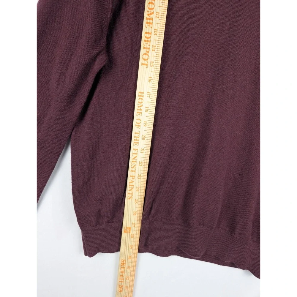 New‎ Brooks Brothers Sweater Mens Large Burgundy V-Neck Merino Wool Pullover